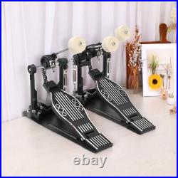 Double Bass Drum Pedal Non-Slip Footplates, Heavy Duty Metal, Black & White