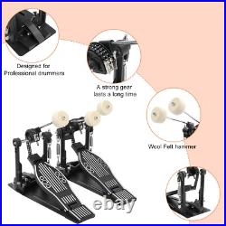 Double Bass Drum Pedal Non-Slip Footplates, Heavy Duty Metal, Black & White