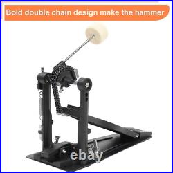 Double Bass Drum Pedal Non-Slip Footplates, Heavy Duty Metal, Black & White