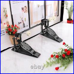 Double Bass Drum Pedal Non-Slip Footplates, Heavy Duty Metal, Black & White