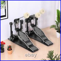Double Bass Drum Pedal Non-Slip Footplates, Heavy Duty Metal, Black & White