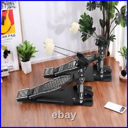 Double Bass Drum Pedal Non-Slip Footplates, Heavy Duty Metal, Black & White
