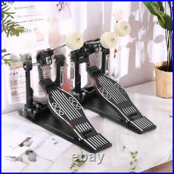 Double Bass Drum Pedal Non-Slip Footplates, Heavy Duty Metal, Black & White