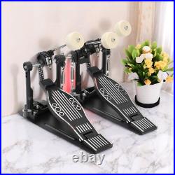 Double Bass Drum Pedal Non-Slip Footplates, Heavy Duty Metal, Black & White
