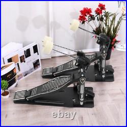Double Bass Drum Pedal Non-Slip Footplates, Heavy Duty Metal, Black & White