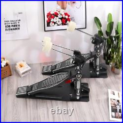 Double Bass Drum Pedal Non-Slip Footplates, Heavy Duty Metal, Black & White