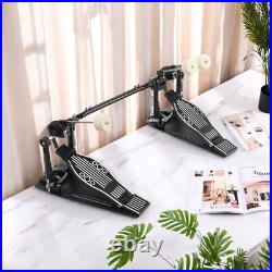 Double Bass Drum Pedal Non-Slip Footplates, Heavy Duty Metal, Black & White