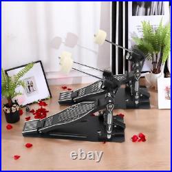 Double Bass Drum Pedal Non-Slip Footplates, Heavy Duty Metal, Black & White