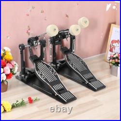 Double Bass Drum Pedal Non-Slip Footplates, Heavy Duty Metal, Black & White