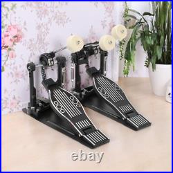 Double Bass Drum Pedal Non-Slip Footplates, Heavy Duty Metal, Black & White