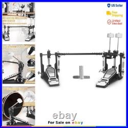 Double Bass Drum Pedal Twin Chain Drive Heavy Duty Metal Quad Sided Beater Drum
