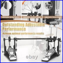 Double Bass Drum Pedal Twin Chain Drive Heavy Duty Metal Quad Sided Beater Drum