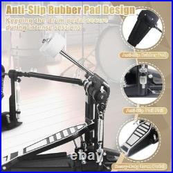 Double Bass Drum Pedal Twin Chain Drive Heavy Duty Metal Quad Sided Beater Drum