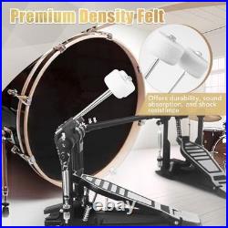 Double Bass Drum Pedal Twin Chain Drive Heavy Duty Metal Quad Sided Beater Drum
