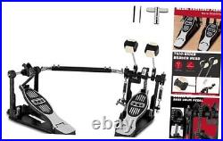 Double Bass Pedal, Double Chain Drive Bass Drum Pedal, 2 13 inch Double Black