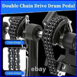 Double Bass drum Pedal, Double Bass Pedal with Adjustable Beater Head, Double Chai