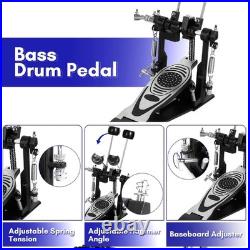 Double Chain Double Bass Drum Pedals Heavy Duty Double Kick Drumming Pedal Kit
