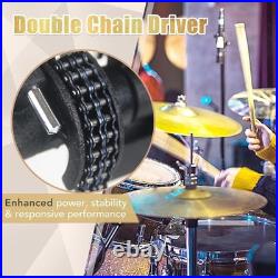 Double Kick Bass Drum Pedal, Heavy-Duty Double Kick Pedal with Twin Chain Drive