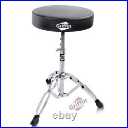Drum Hardware PACK GRIFFIN Cymbal Stand Set Snare Hi-Hat Throne Kick Pedal Kit