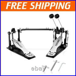KINGDO Double Bass Drum Pedal Adjustable Chain Kick Pedal with 2-Way Beaters