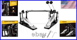 KINGDO Double Bass Drum Pedal Adjustable Chain Kick Pedal with 2-Way Beaters