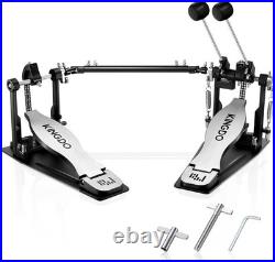 KINGDO Double Bass Drum Pedal Adjustable Chain Kick Pedal with 2-Way Beaters