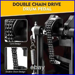 KINGDO Double Bass Drum Pedal Adjustable Chain Kick Pedal with 2-Way Beaters