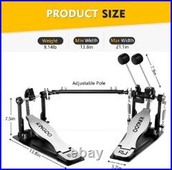 KINGDO Double Bass Drum Pedal Adjustable Chain Kick Pedal with 2-Way Beaters