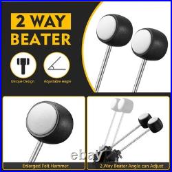 KINGDO Double Bass Drum Pedal Adjustable Chain Kick Pedal with 2-Way Beaters