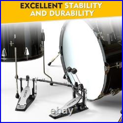 KINGDO Double Bass Drum Pedal Adjustable Chain Kick Pedal with 2-Way Beaters