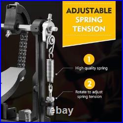 KINGDO Double Bass Drum Pedal Sturdy 2 Chain Kick Pedal with 2-Way Beaters
