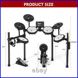 MUSTAR Electric Drum Set Mesh Pads Dual Zone Snare withUSB MIDI, 2 Pedals, Headphone