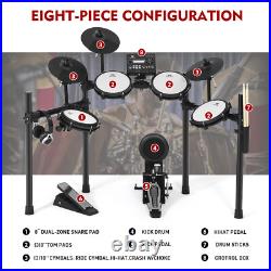 MUSTAR Electric Drum Set Mesh Pads Dual Zone Snare withUSB MIDI, 2 Pedals, Headphone