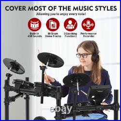 MUSTAR Electric Drum Set Mesh Pads Dual Zone Snare withUSB MIDI, 2 Pedals, Headphone
