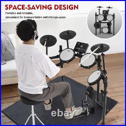 MUSTAR Electric Drum Set Mesh Pads Dual Zone Snare withUSB MIDI, 2 Pedals, Headphone