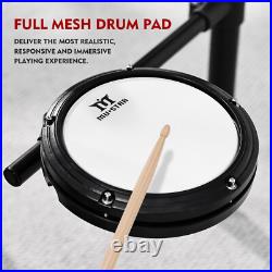 MUSTAR Electric Drum Set Mesh Pads Dual Zone Snare withUSB MIDI, 2 Pedals, Headphone