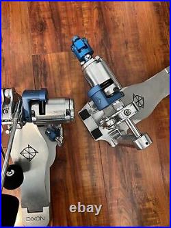 Name Brand Dixon Double Bass Drum Pedal With Travel Bag-Coil System Blue Shine