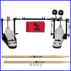 PDP Pacific Drums & Percussion PDDP712 700 Double Bass Pedal, Drumsticks & Cloth
