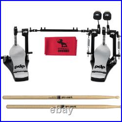 PDP Pacific Drums & Percussion PDDPCO Double Bass Drum Pedal, Drumsticks, Cloth