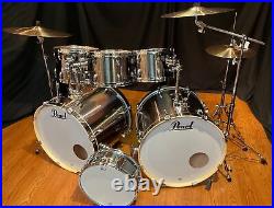 Pearl Export Drum Set 7 Piece Double Bass 2023 Smoky Chrome w. Zildjian Cymbals
