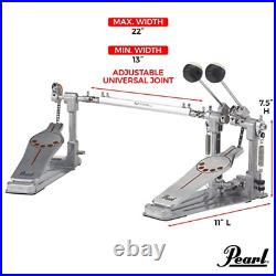 Pearl P932 Longboard Double Bass Drum Pedal with Sprocketless Double, Chrome