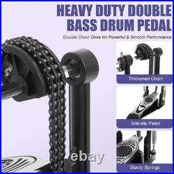 Professional Double Bass Drum Kick Pedal Double Chain Drive Adjustable Drum Foo