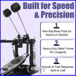 Professional Double Bass Drum Kick Pedal Double Chain Drive Adjustable Drum Foo