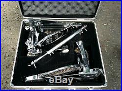 Rare Limited Tama 900 All Chrome Iron Cobra Double Bass Drum Pedals With Case