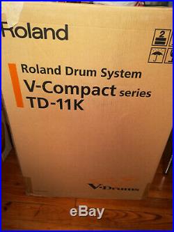 Roland Electronic Drum Kit TD11K-S with double pedal, drum throne, and sticks