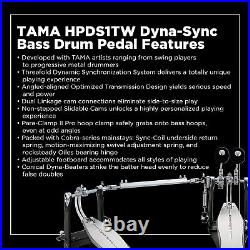 TAMA HPDS1TW Dyna-Sync Direct Drive Double Bass Drum Pedal Black Silver