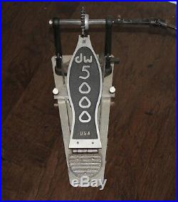 Vintage DW5000 Double Bass Drum Pedal Metal Made in USA Silver Black DW 5000 80s