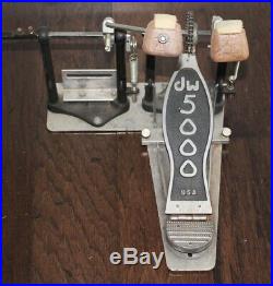 Vintage DW5000 Double Bass Drum Pedal Metal Made in USA Silver Black DW 5000 80s
